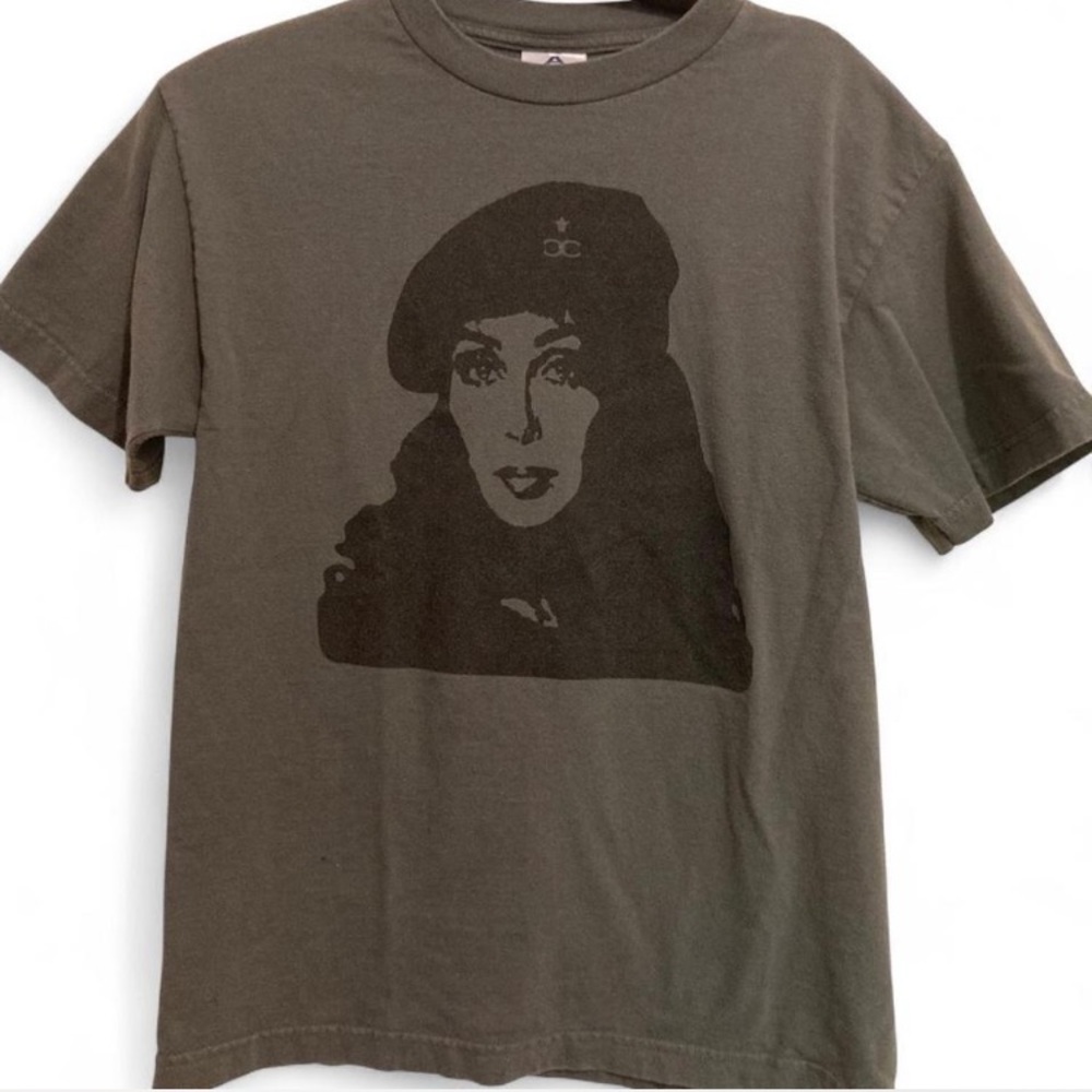 Vintage Cher Graphic T-shirt Music Tour Che Guevara Beret Army Green
